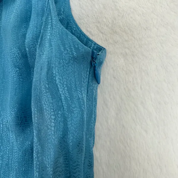 Trina Turk Los Angeles Teal Blue Ruffle Sleeveless‎ Top Women's Size 12 - Image 4