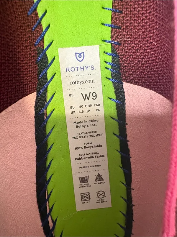 Rothy's Merino Wool Burgundy the pointe size 9 Pointed Knit Flats with Pink Trim - Image 8