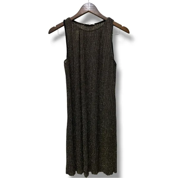 303 MANGO Suit | NWOT Turkey Metallic Gold Shimmer Sleeveless Midi Dress (Sz M) - Image 8