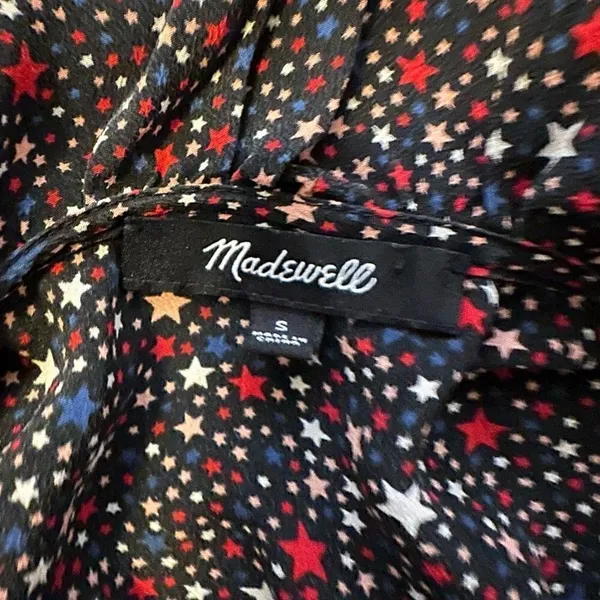 Madewell silk tie ruffle Star blouse small - Image 6
