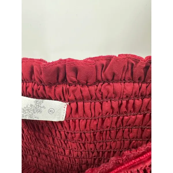 Altar'd State Mini Dress Sz XL Red Floral Velvet Burnout Smocked Sexy Feminine - Image 7