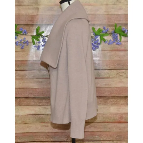 J. Crew Tan Open Shawl Collar Front Wool Cashmere Blend Cardigan Sweater Size M - Image 3