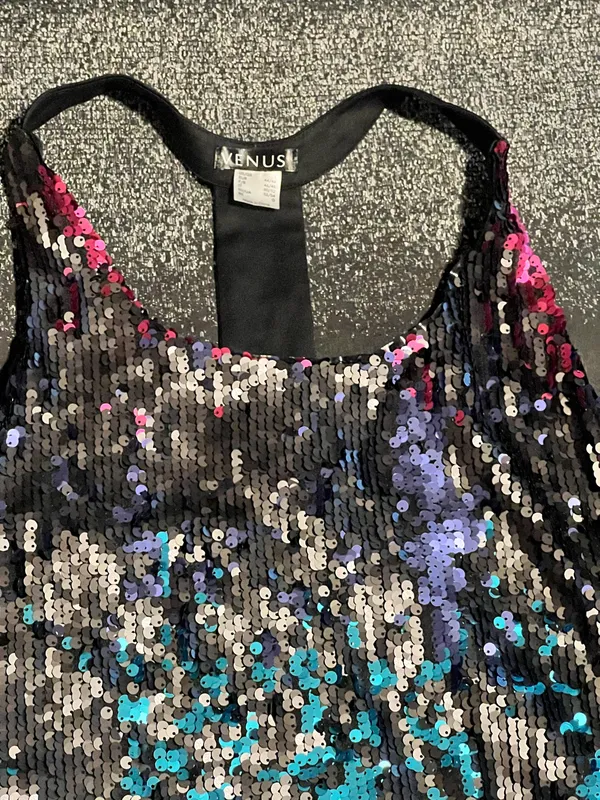 Womens large NWT VENUS Multicolor Sequin Racerback Mini Dress - Image 4