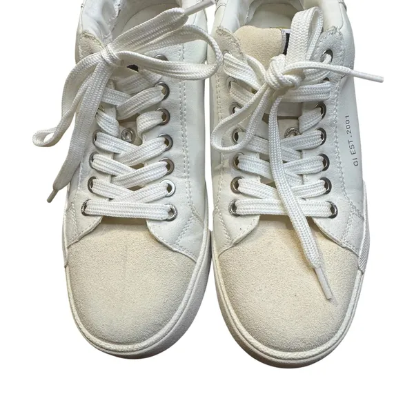 Gianni Bini Shoes Womens Size 7 White Pearl Embellished Low Top Leather Sneakers - Image 2