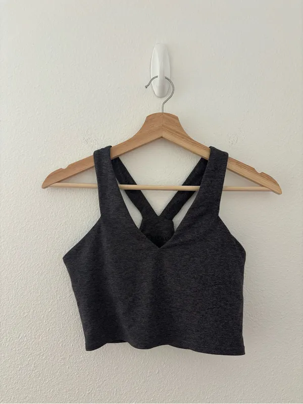Quince flowknit ultra soft performance cropped tank in heather charcoal - Image 2