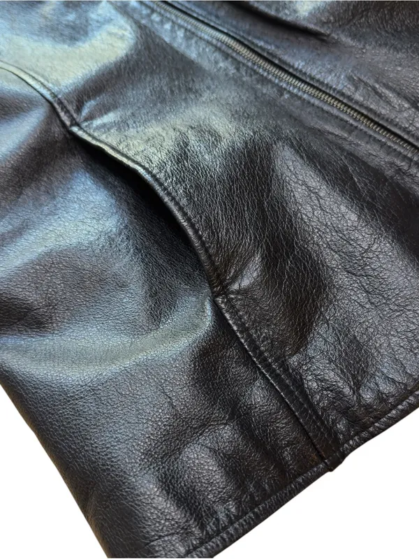 Wilsons Leather Black Genuine Leather Jacket Womens XL Zip Front Collared Fitted - Image 7