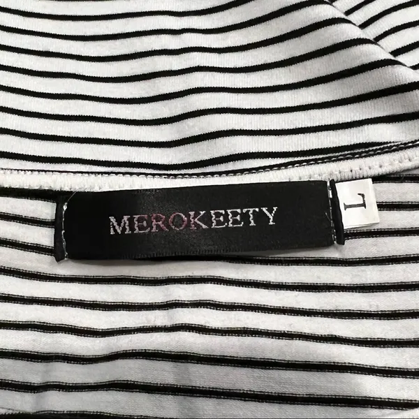 MEROKEETY Size‎ Large L Stripe Dress Casual Pockets 3/4 Sleeves - Image 5