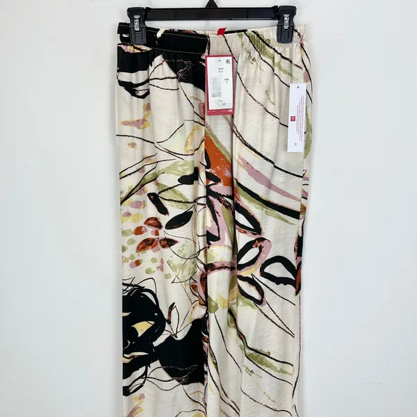 IC Collection Printed Pants Wide Leg Pull On Resort Flower Watercolor Small NWT - Image 5