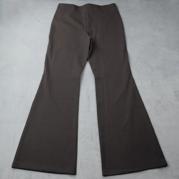 & Other Stories Flare Leg Trousers Size 12 Brown Elastic Waist Seam Detail - Image 2