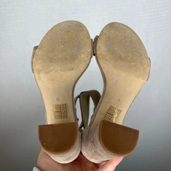 Jeffrey Campbell Suede Ankle Strap Block Heels Women's Size 5‎ Taupe - Image 5