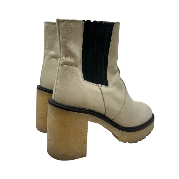 Free People James Chelsea Boots Ankle Leather Bone Cream White Size‎ 39 US 8.5 - Image 8