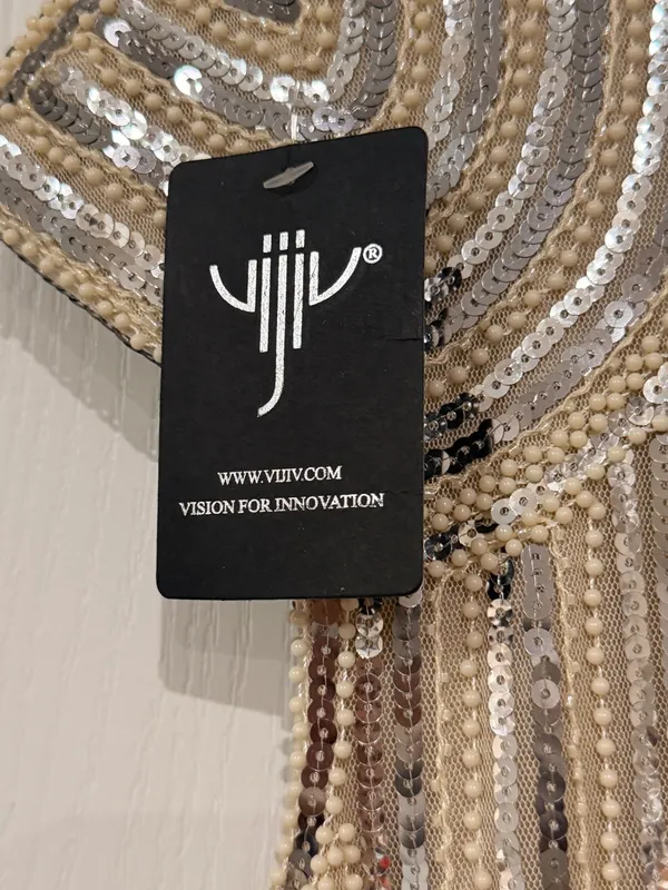 NWT Vijiv Flapper Dress Silver Size M - Image 3