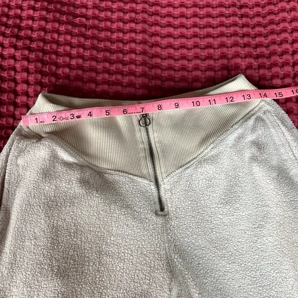 Aerie Women’s S Sherpa Fleece Jogger Pants Cream White Cozy Lounge Zip Waist - Image 6