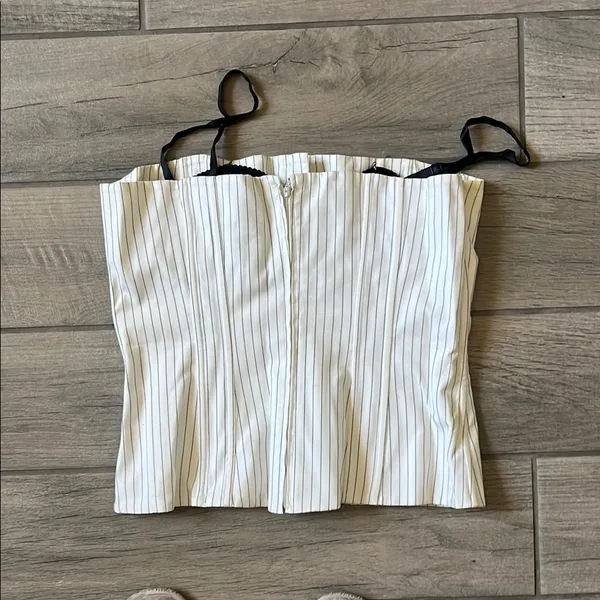 White Ribbed Bustier Camisole Size L - Image 7