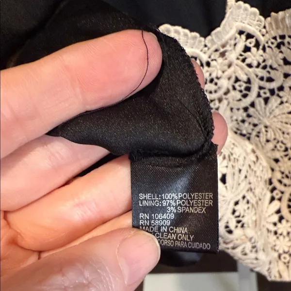 Gianni Bini Black Lace Trim Belted Dress Romantic Chic Feminine Aesthetic Small‎ - Image 12