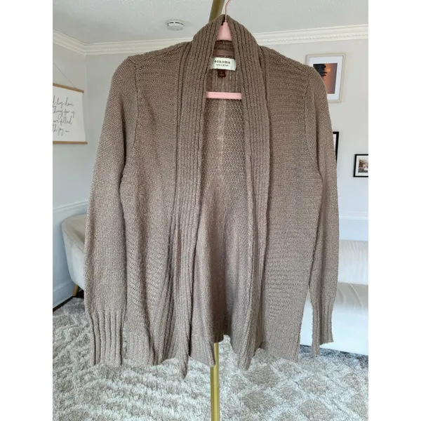 Sonoma Life Style Knit Cardigan Taupe Open Front Cozy Layering Neutral Cozy Soft - Image 2