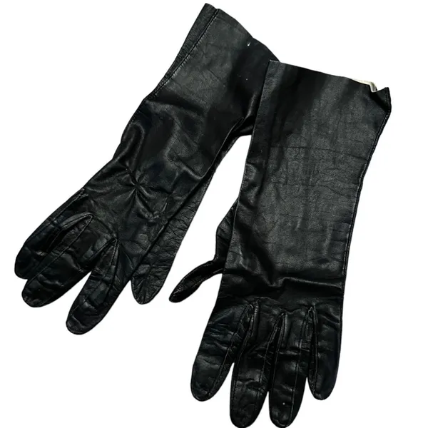 Vintage‎ Black Lightweight Leather Gloves - Image 3