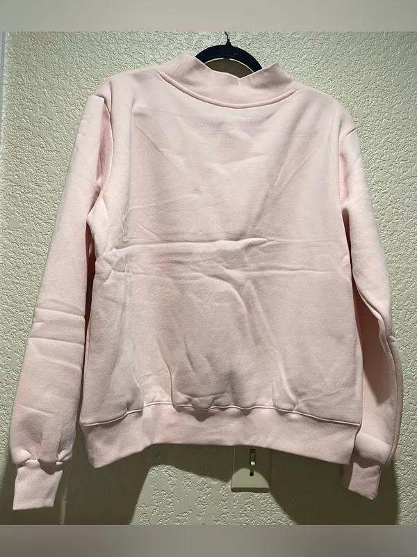 PARKE Valentine’s Varsity Mockneck Crewneck Pullover Sweatshirt Peony Crimson S - Image 5