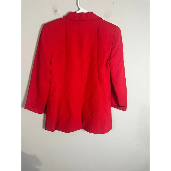 French Connection Red Sundae Shawl Collar Blazer Open Front Jacket Size 0‎ - Image 6