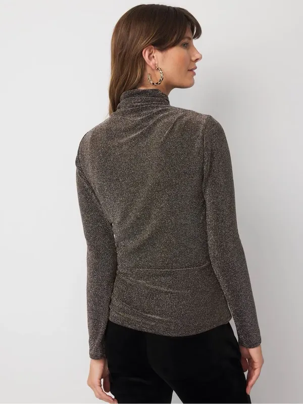 White House Black Market Forme Stretch Metallic Long Sleeve Tee - Image 9