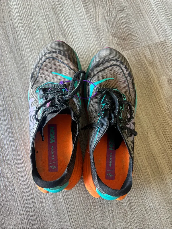 Hoka Mach X 2 Running Shoes in Black, Teal, Orange and Pink - Image 3
