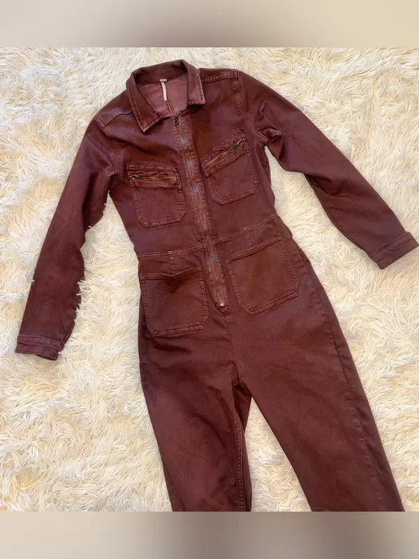 NWT Free People Lennox Jumpsuit in Bitter Barks sz S - Image 8