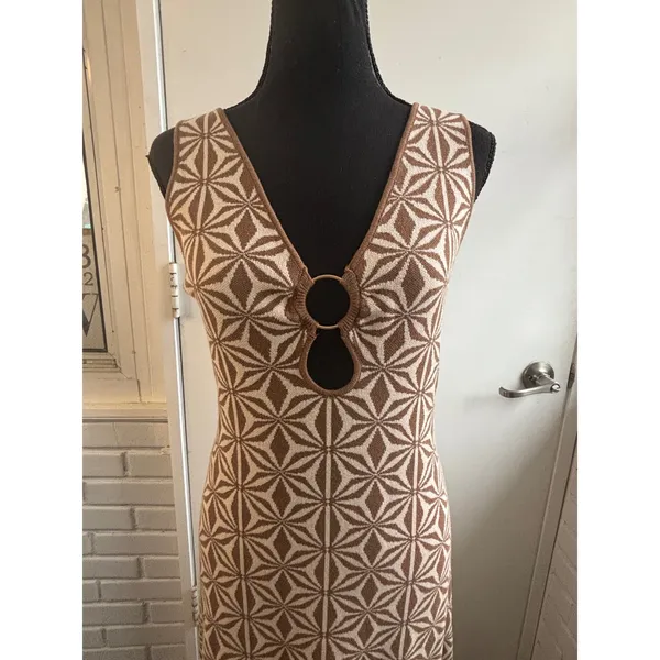 House of Harlow 1960 NWT Geometric Knit Maxi Dress medium‎ boho retro layered - Image 2