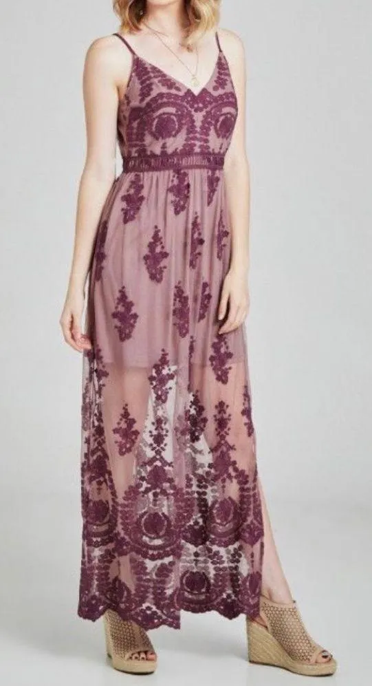Altar'd State Lace Slit Maxi Formal Prom Wedding Dress - Image 5