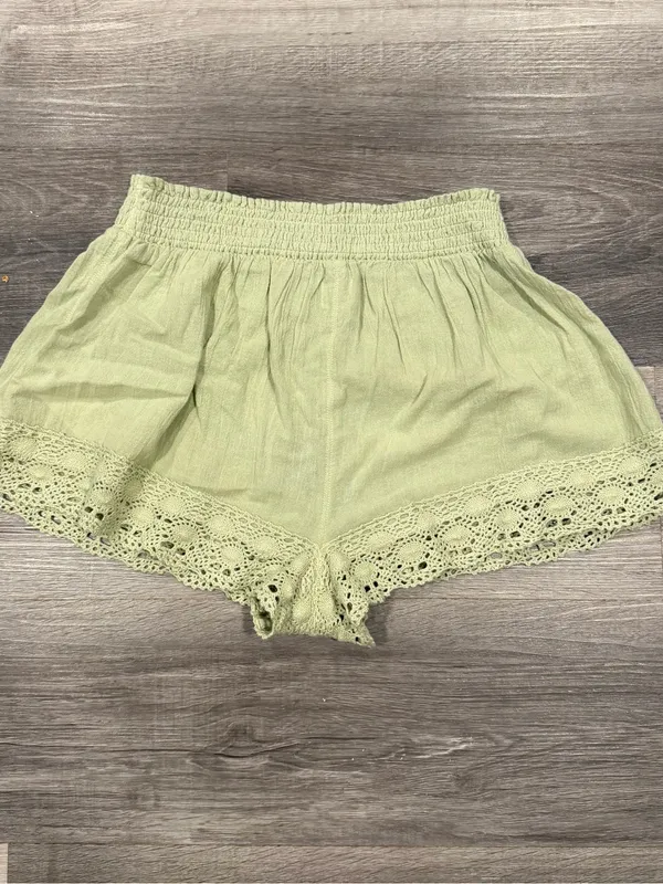 BDG Urban Outfitters Women’s Green Pull On Lace Trim Gauzy Cotton Shorts Sz L - Image 8
