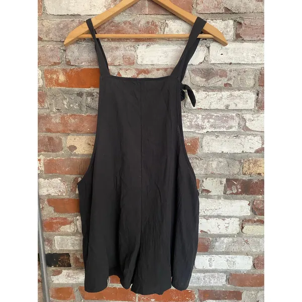 SHEIN Black Tie-Strap Short Overalls Romper Size S - Image 5