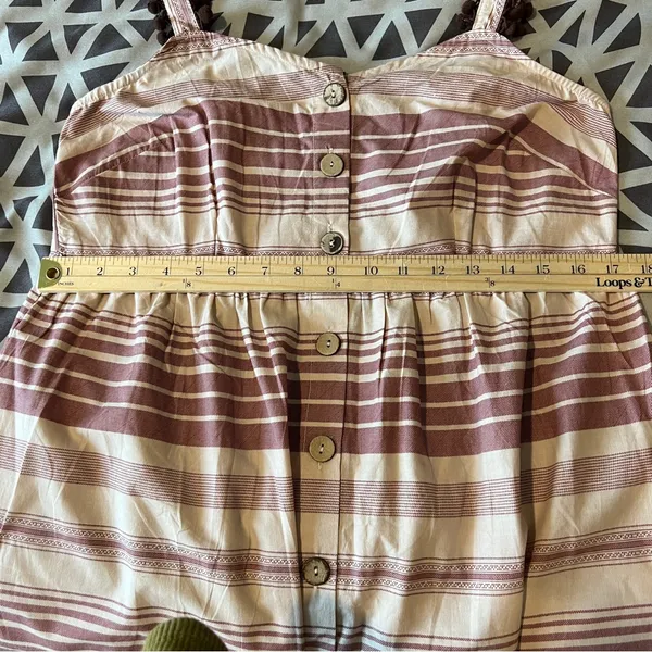 Indya Earthen Striped‎ Cotton Button Down Maxi Dress Boho NWT Size M Red Size M - Image 13