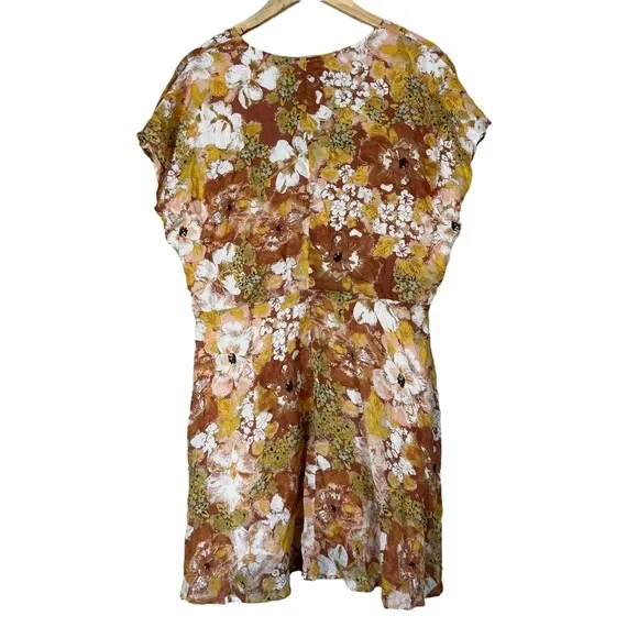 Free People Floral Mini‎ Dress Womens L Multicolor Modal Boho Festival Summer - Image 5