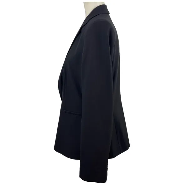 Zara Single Breasted Black Long Classic Fit Blazer Jacket Shoulder Pads Size 10 - Image 5