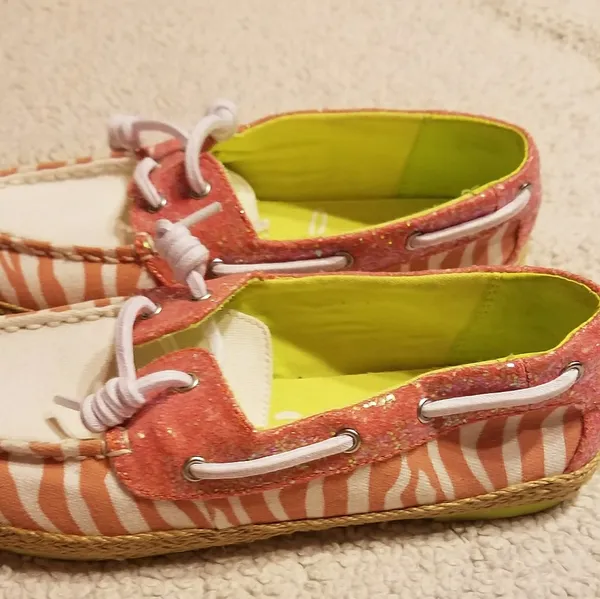 NWOT Sam Edelman zebra print pink slip on loafer RARE canvas boat shoes sz 7 - Image 6