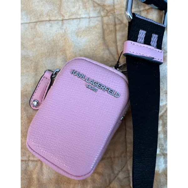 Karl Lagerfeld Purse Crossbody Pink Logo Maybelle Camera Bag Pink Zip Close NWT - Image 12