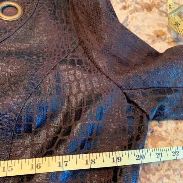 CATO L Large Brown Grommet Jacket with Mock Black Reptile Pattern Top - Image 6