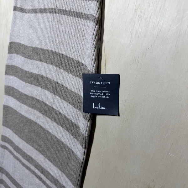 NWT $65 Lulus Casual Aura Beige‎ Striped Knit Long Sleeve Midi Dress Womens XL - Image 5