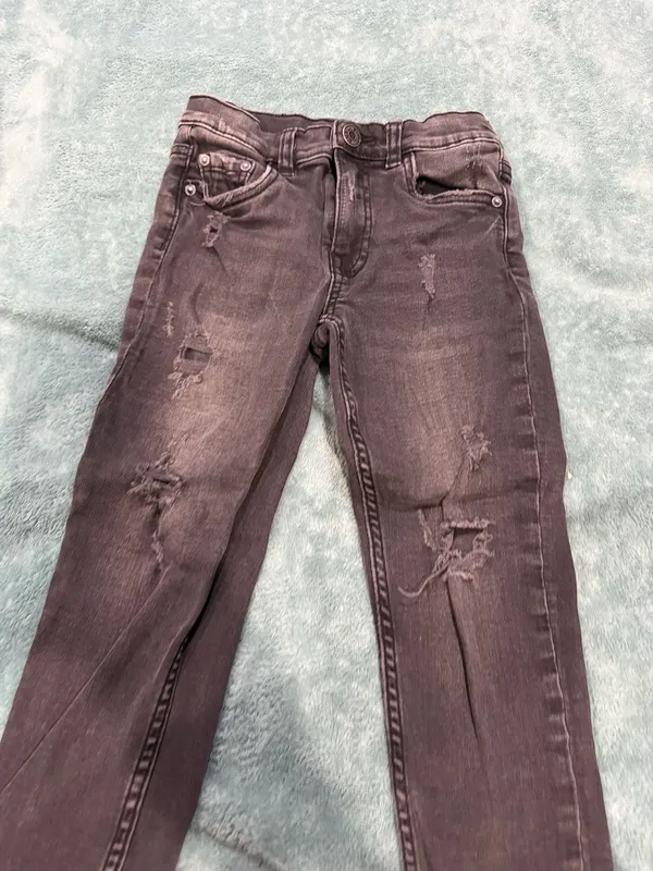 Zara Denim Must Have Collection Skinny Fit Comfy Jeans Size 6 Black Distressed H - Image 2