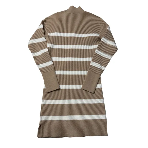 Abercrombie Tan Cream Striped Mockneck Sweater Mini Dress XS - Image 5
