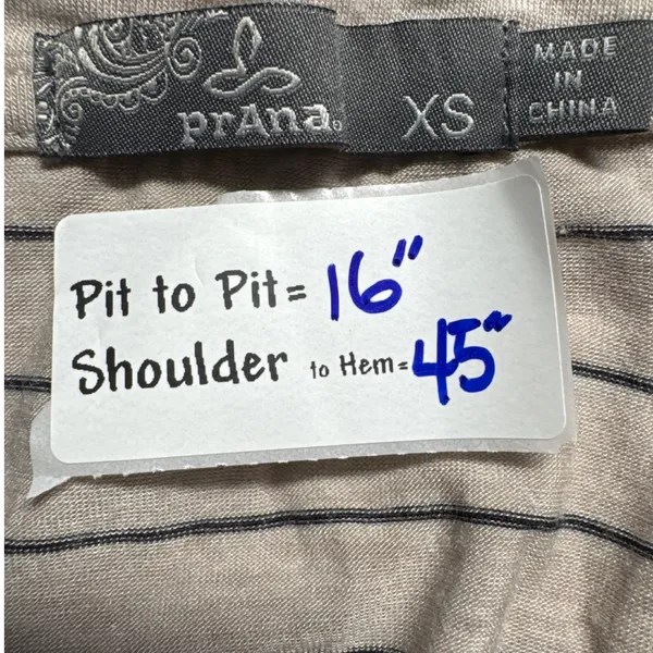 Prana Striped T-Shirt Dress Casual V-Neck Short Sleeve Comfortable‎ XS - Image 3