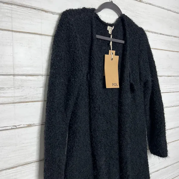 POL Black Long Cardigan Duster Small Eyelash Knit Open Front Sweater - Image 10