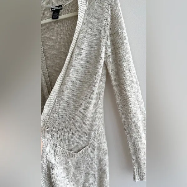 Wet Seal Open Front Long Knit Cardigan, Tan, Size Medium - Image 8