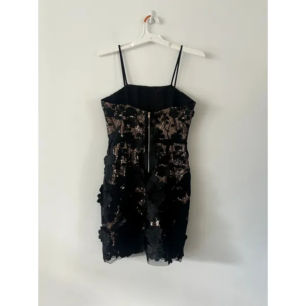 Altar'd State Lia Sequin Flower Black Gold Mini Dress Size S - Image 3