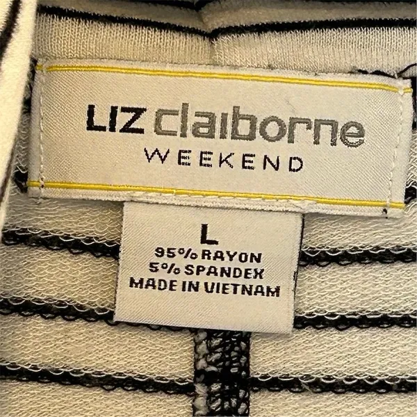 Liz Claiborne Weekend Women's Cowl‎ Neck Striped Sweater Black Size L - Image 5