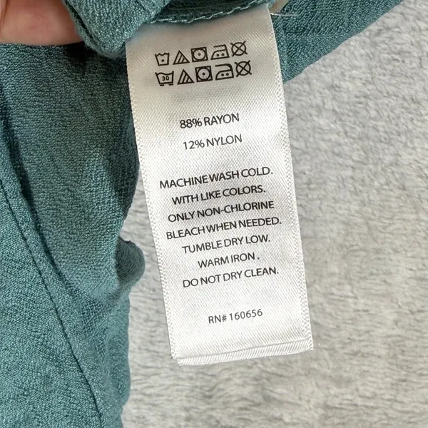 Happily Grey Teal‎ Green Wide Leg Textured Elastic Waist Pants Small - Image 8