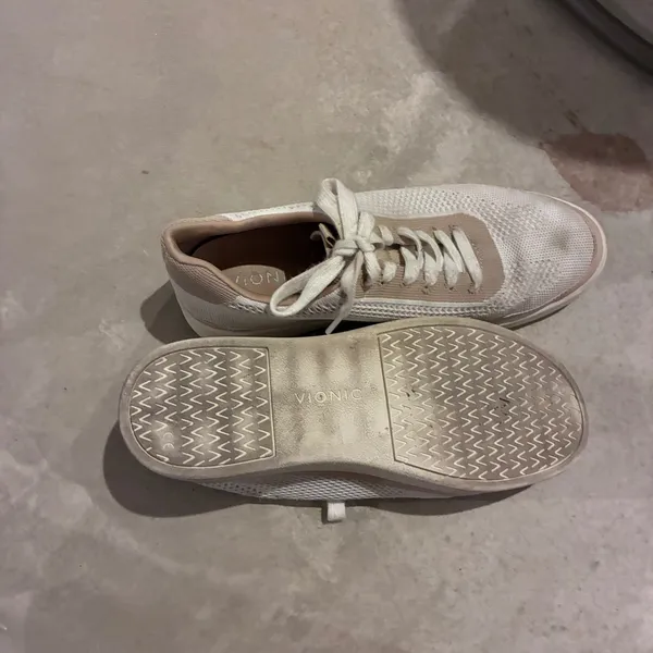 Vionic Galia Womens Knit Lace Up Sneakers Cream Tan Walking Shoes‎ Size 8.5 - Image 4