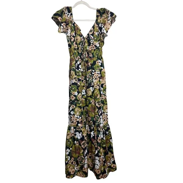 NWT Anthropologie Moon River V-Neck Shirred Midi Dress Sz. M - Image 4