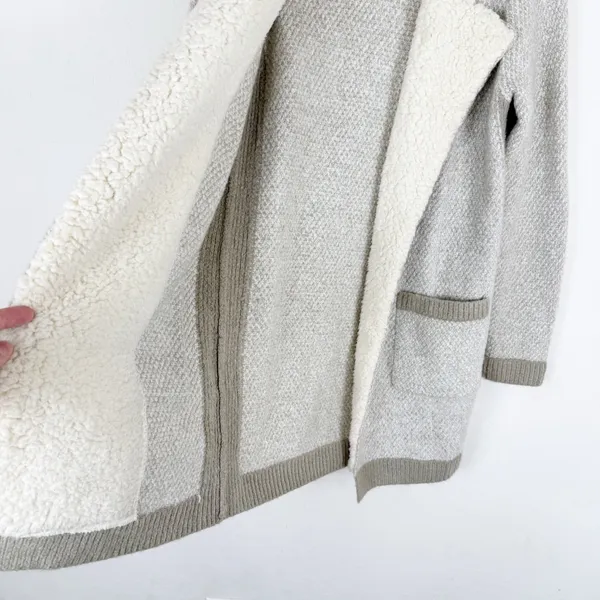 Anthropologie Sleeping on Snow Beige Sherpa Lining Coat Long Sweater - Image 3