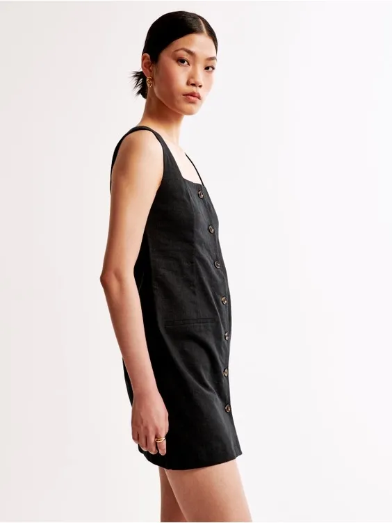 The Abercrombie & Fitch Mara Squareneck Linen-Blend Vest Mini Dress - Image 3