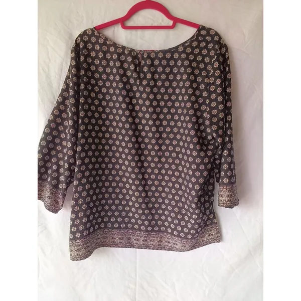 XL Black Boho Style Top 3/4 Sleeves Ann Taylor - Image 3